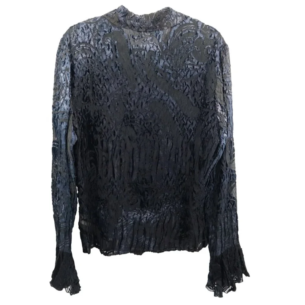 Komarov Textured Shirt Womens L Black Whimsigoth Fairy Grunge Dark Feminine Edgy - Picture 3 of 16